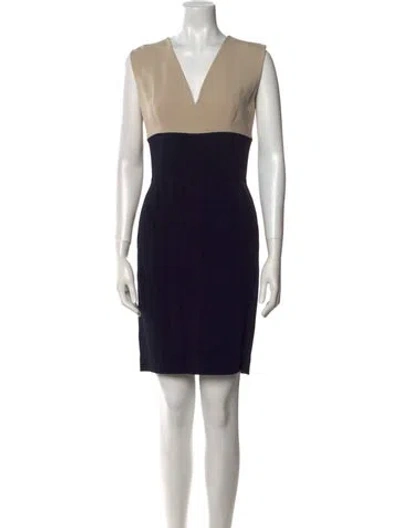 Pre-owned Lanvin V-neck Mini Dress In Blue
