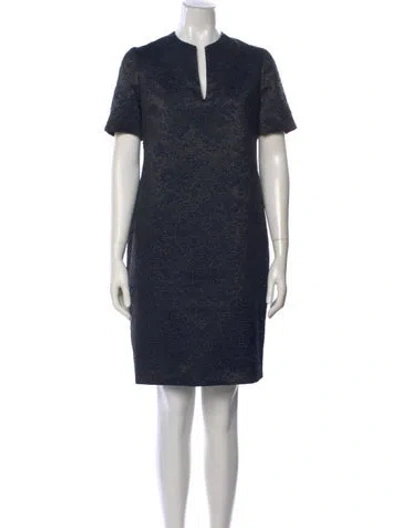Pre-owned Lanvin V-neck Mini Dress In Blue