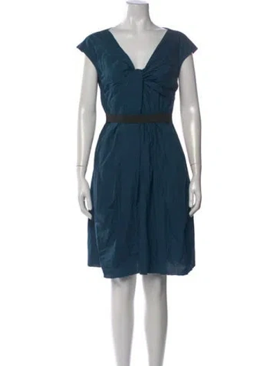 Pre-owned Lanvin V-neck Mini Dress In Blue