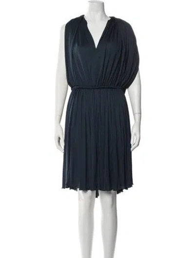 Pre-owned Lanvin V-neck Mini Dress In Blue