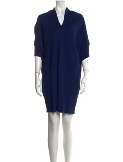 Pre-owned Lanvin V-neck Mini Dress In Blue