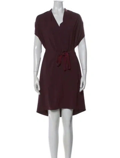 Pre-owned Lanvin V-neck Mini Dress In Brown