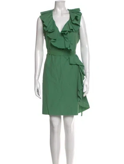 Pre-owned Lanvin V-neck Mini Dress In Green