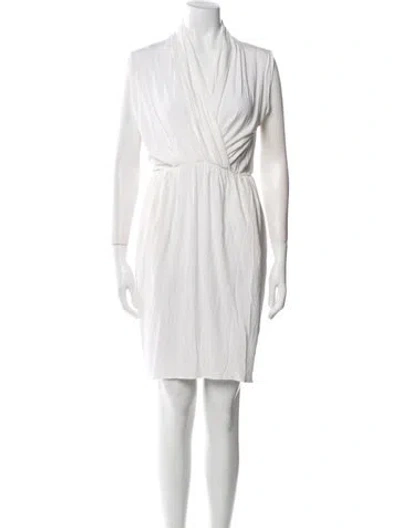 Pre-owned Lanvin V-neck Mini Dress In Neutrals/white