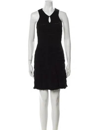 Pre-owned Lanvin V-neck Mini Dress W/ Tags In Black