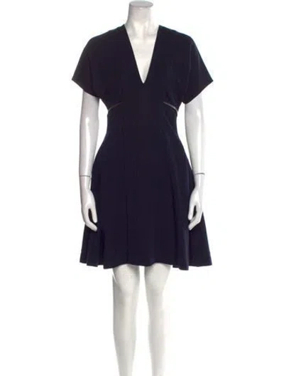 Pre-owned Lanvin V-neck Mini Dress W/ Tags In Blue