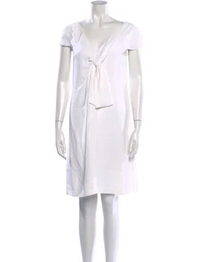 Pre-owned Lanvin V-neck Mini Dress In White