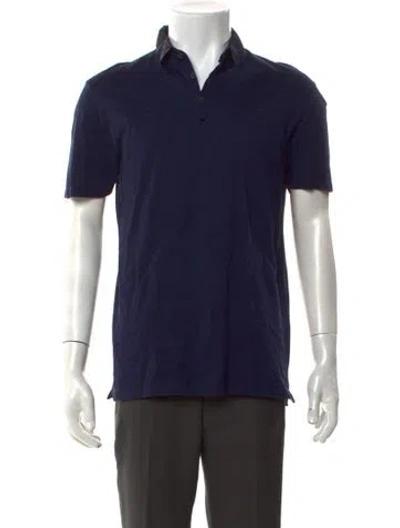 Pre-owned Lanvin V-neck Short Sleeve Polo Shirt In Blue