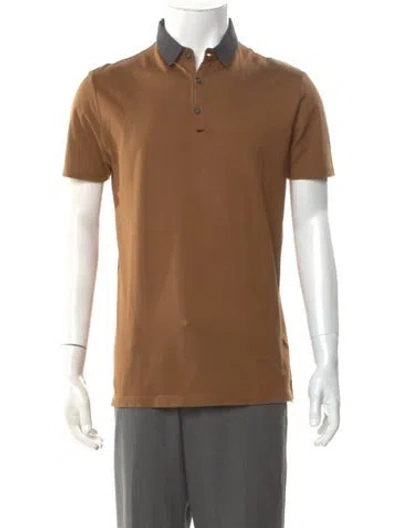 Pre-owned Lanvin V-neck Short Sleeve Polo Shirt In Brown