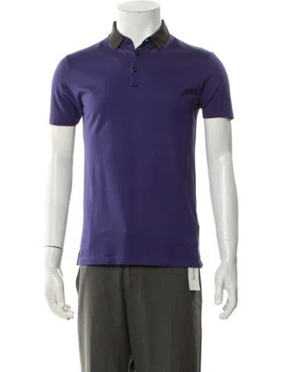 Pre-owned Lanvin V-neck Short Sleeve Polo Shirt In Purple