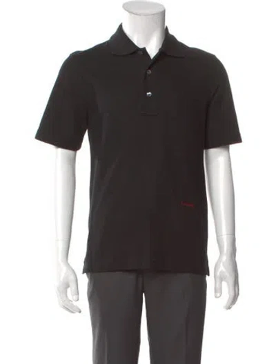 Pre-owned Lanvin V-neck Short Sleeve Polo Shirt W/ Tags In Black