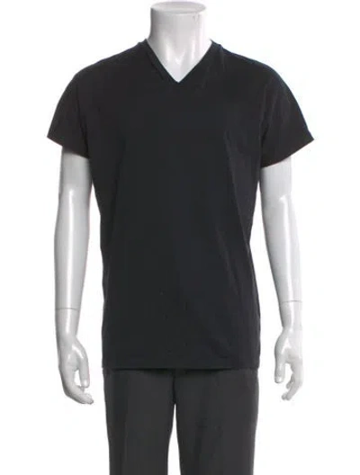Pre-owned Lanvin V-neck Short Sleeve T-shirt In Black