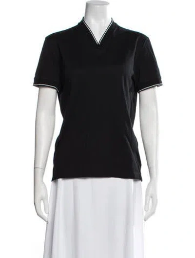 Pre-owned Lanvin V-neck Short Sleeve T-shirt In Black