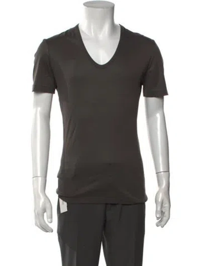 Pre-owned Lanvin V-neck Short Sleeve T-shirt In Gray
