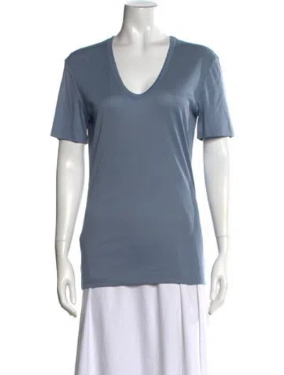 Pre-owned Lanvin V-neck Short Sleeve T-shirt W/ Tags In Blue