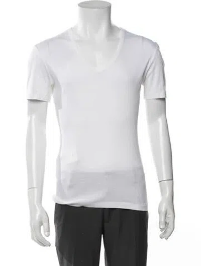 Pre-owned Lanvin V-neck Short Sleeve T-shirt In White