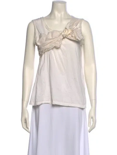 Pre-owned Lanvin V-neck Sleeveless Blouse In Neutral
