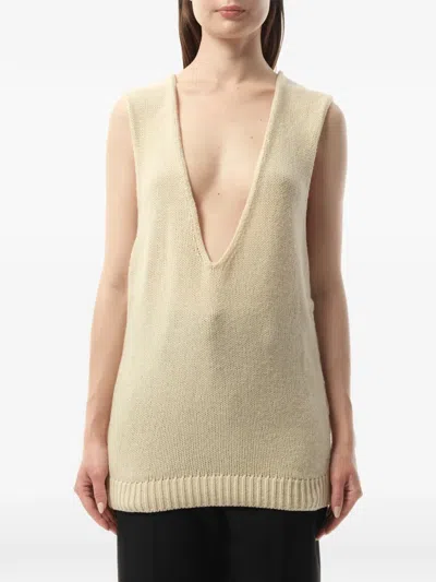 Lanvin V-neck Sleeveless Sweater In Neutral