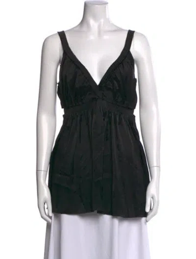 Pre-owned Lanvin V-neck Sleeveless Top In Black