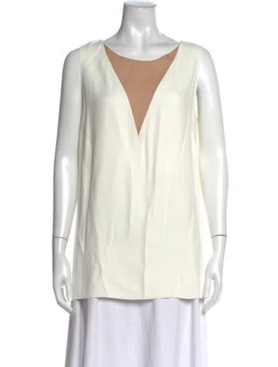 Pre-owned Lanvin V-neck Sleeveless Top In Neutral