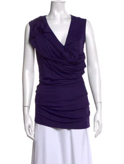 Pre-owned Lanvin V-neck Sleeveless Top In Purple