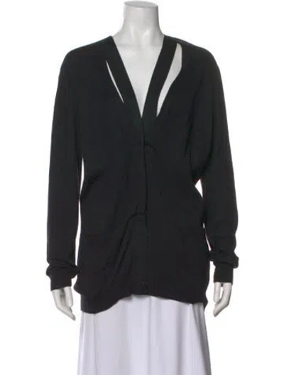 Pre-owned Lanvin V-neck Sweater In Black