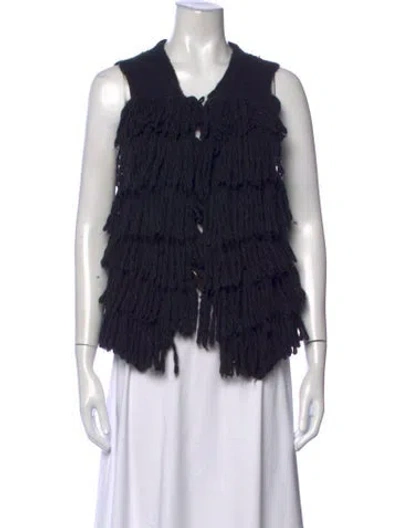 Pre-owned Lanvin V-neck Sweater In Black