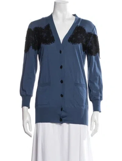 Pre-owned Lanvin V-neck Sweater In Blue