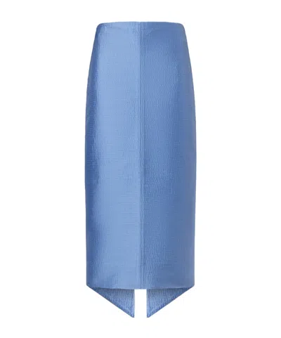 Lanvin Asymmetrical Satin-jacquard Midi Skirt In Blue