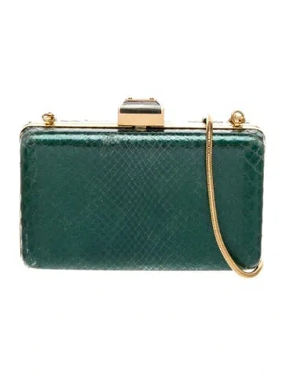 Pre-owned Lanvin Water Snake Clutch In Green