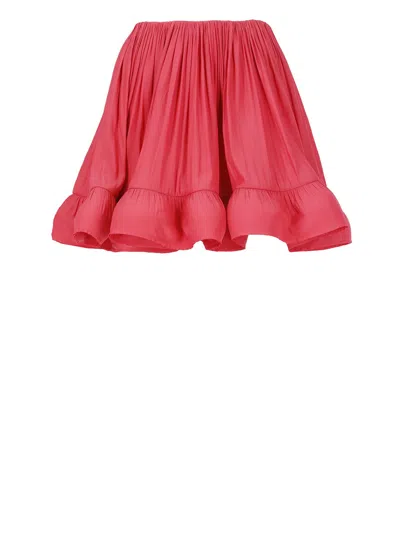 LANVIN WATERMELON CHARMEUSE SKIRT WITH RUFFLES