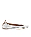 Lanvin Silver Leather Ballet Shoes In White