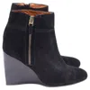 Lanvin Wedge Ankle Boots In Black Suede In Black