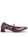 Lanvin Wedge-heel Leather Ballerinas In Red