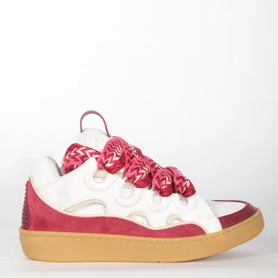 Lanvin White And Red Curb Sneakers
