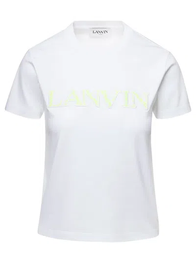 LANVIN WHITE CLASSIC FIT T-SHIRT WITH PRINTED LOGO IN COTTON WOMAN