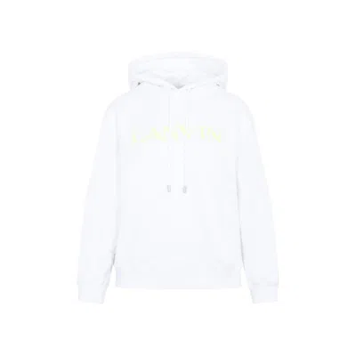 LANVIN WHITE COTTON CLASSIC FIT HOODIE WITH LOGO