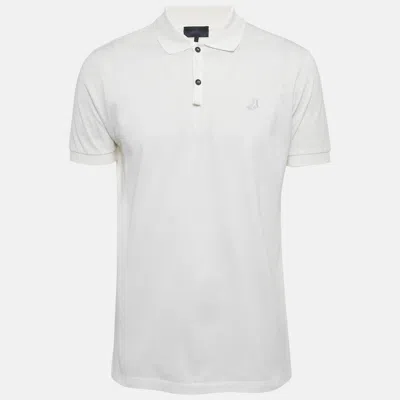 Pre-owned Lanvin White Cotton Embroidered Polo T-shirt L