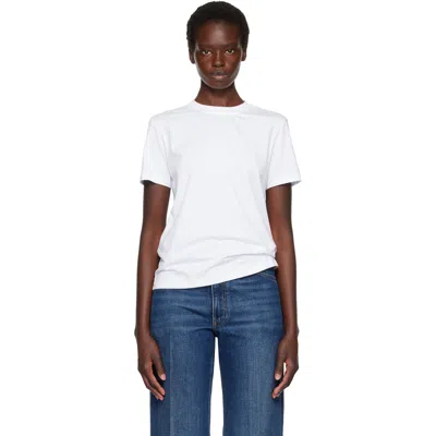 Lanvin White Cotton Ribbon Detail T-shirt In 01optic White
