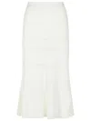 Lanvin Cotton Skirt Midi Length Flared Hem In White