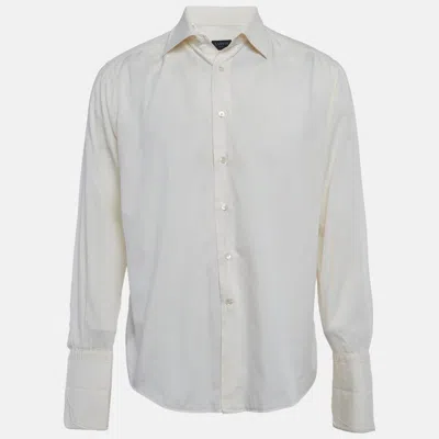 Pre-owned Lanvin White Cotton Twill Button Up Shirt L