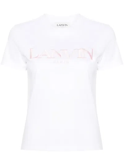 Lanvin White Embroidered Cotton T-shirt For Women