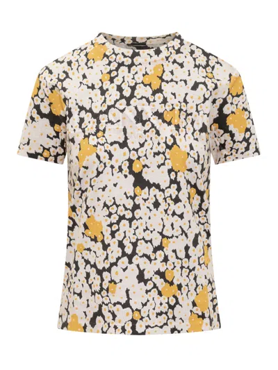 LANVIN WHITE FLORAL CREW NECK T-SHIRT
