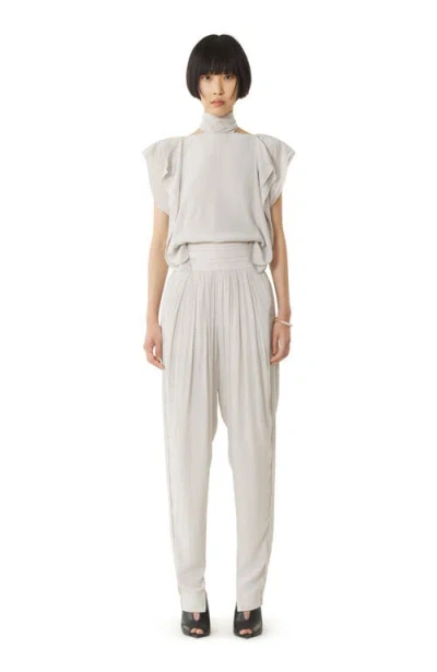 Lanvin High Neck Draped Sleeveless Top Ruffles In White