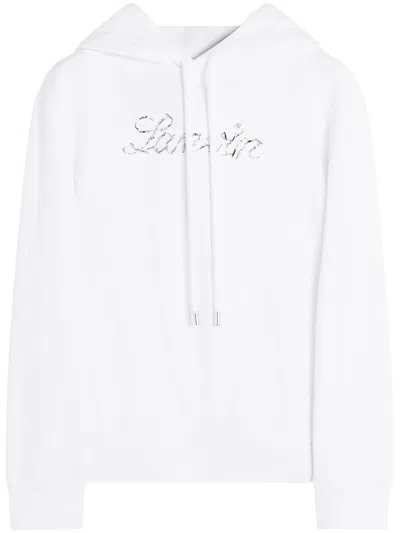 Lanvin Embroidered Handwritten Logo Hoodie In White