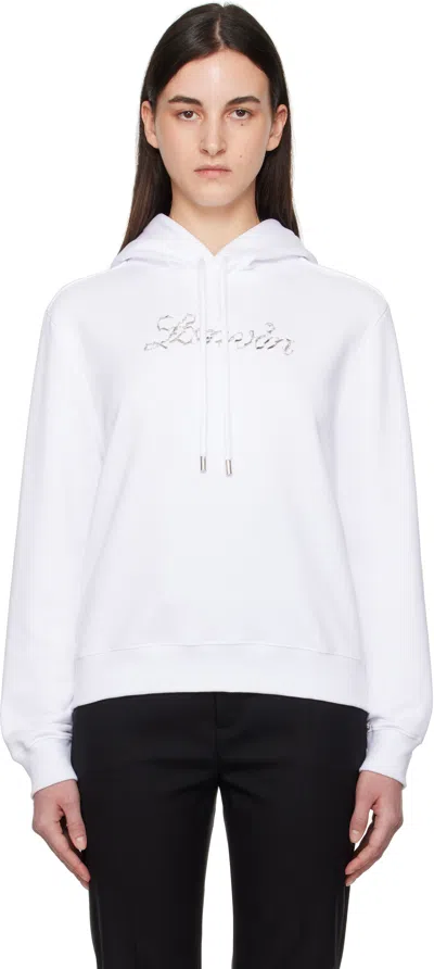 LANVIN WHITE 'LANVIN' BEAD EMBROIDERED HOODIE