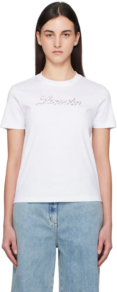 Lanvin White '' Bead Embroidered T-shirt In Optic White
