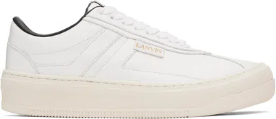 LANVIN WHITE 'LANVIN' CASH LEATHER SNEAKERS