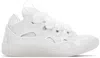 Lanvin Unisex Leather Curb Sneakers With Glitter Effect In White/white0000