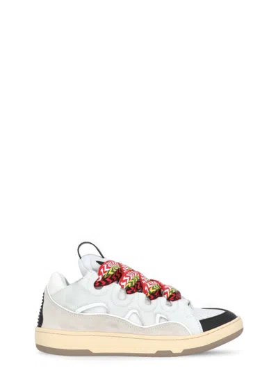 LANVIN LANVIN WHITE LEATHER CURB SNEAKERS